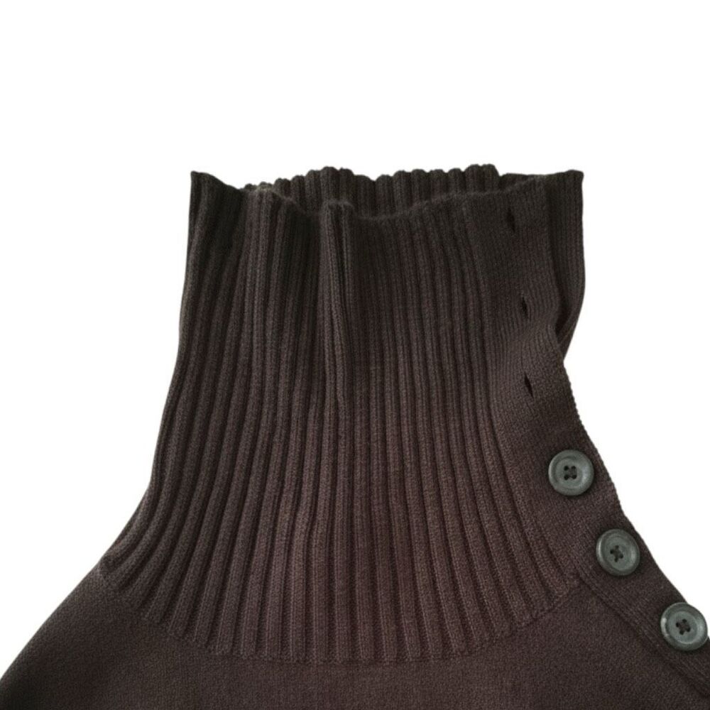 Banana Republic XS Brown Sweater Button Cowl Neck Rib Knit Pullover EUC B-10 - Picture 4 of 6